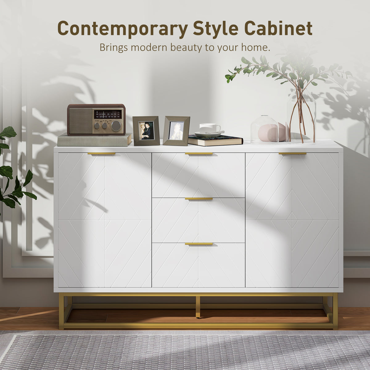 Meuble de rangement 120 cm avec portes et tiroirs
