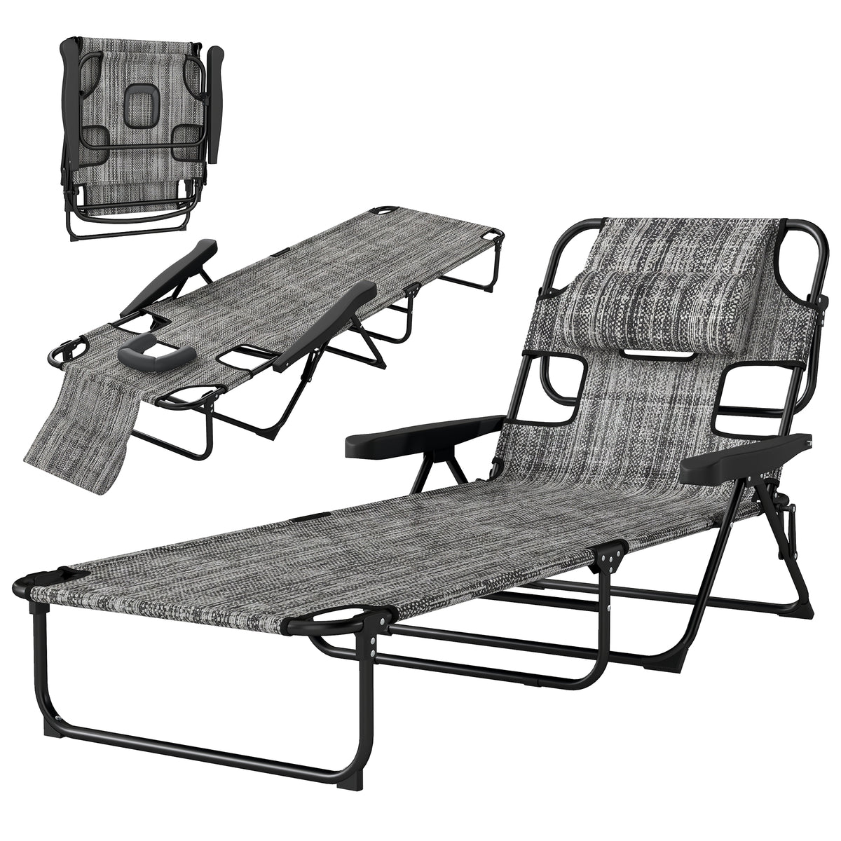 Chaise longue pliante avec dossier inclinable