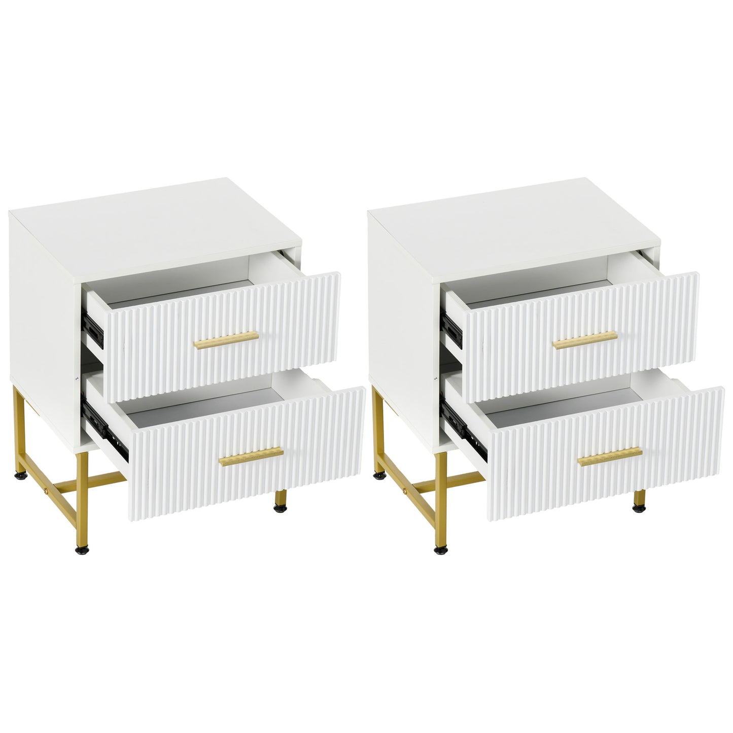 Tables de chevet modernes avec tiroirs cannelés 2 pièces