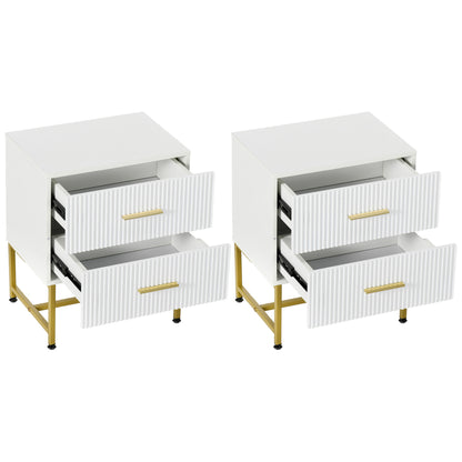 Tables de chevet modernes avec tiroirs cannelés 2 pièces
