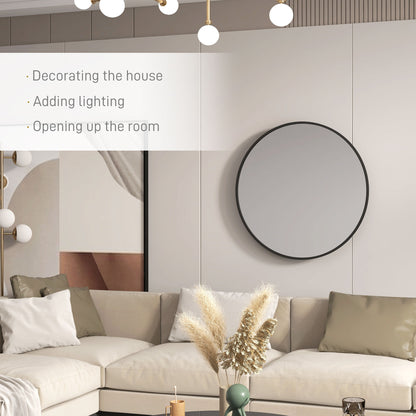 Miroir mural rond 91 cm cadre métallique décoratif