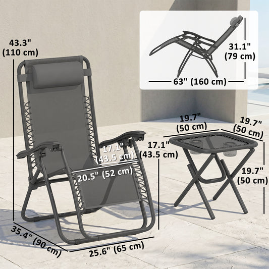 Chaise longue zéro gravité avec table latérale — Ensemble 2