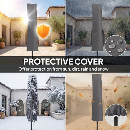 Parasol déporté avec lumières solaires UPF50+
