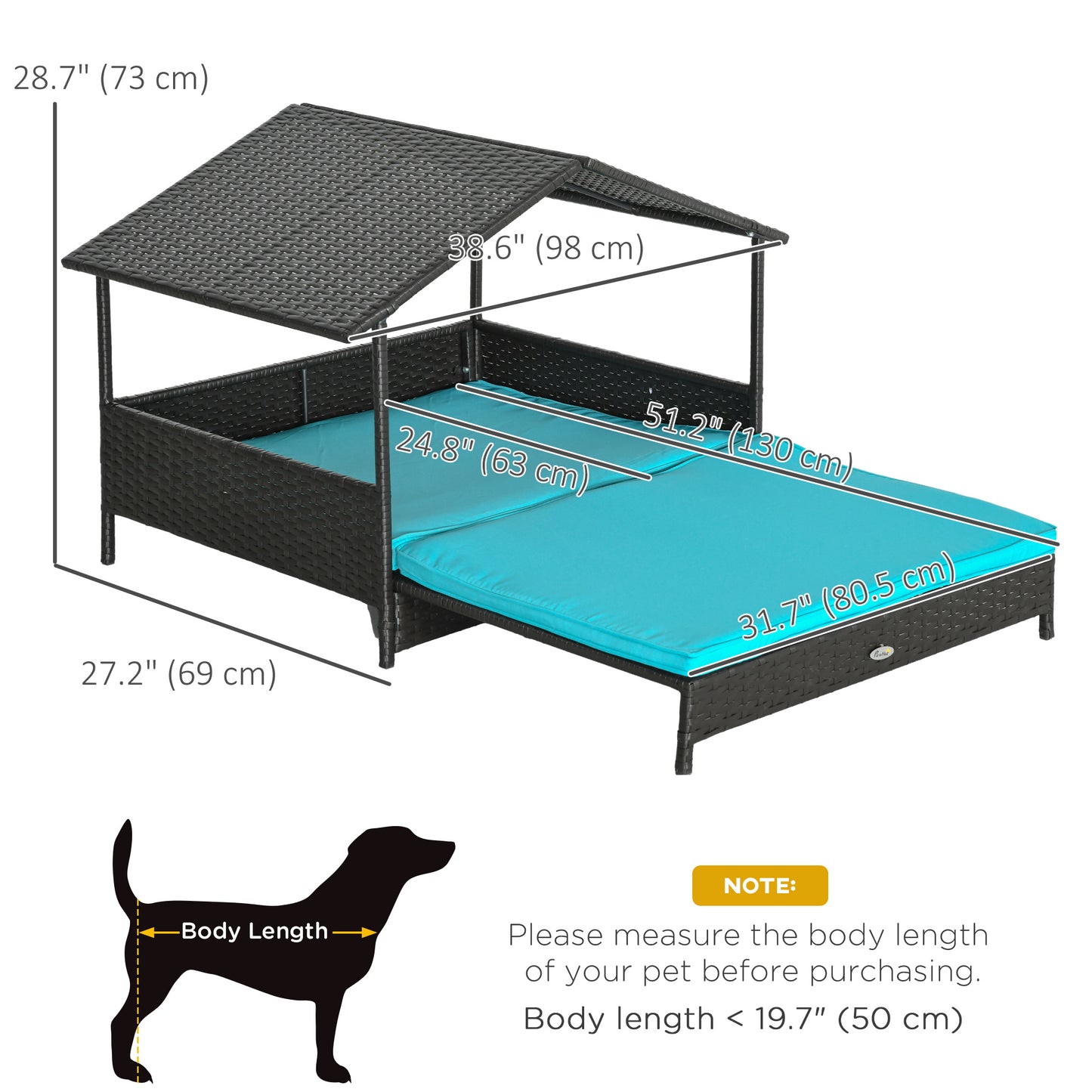 Niche surélevée avec auvent pour chiens moyens