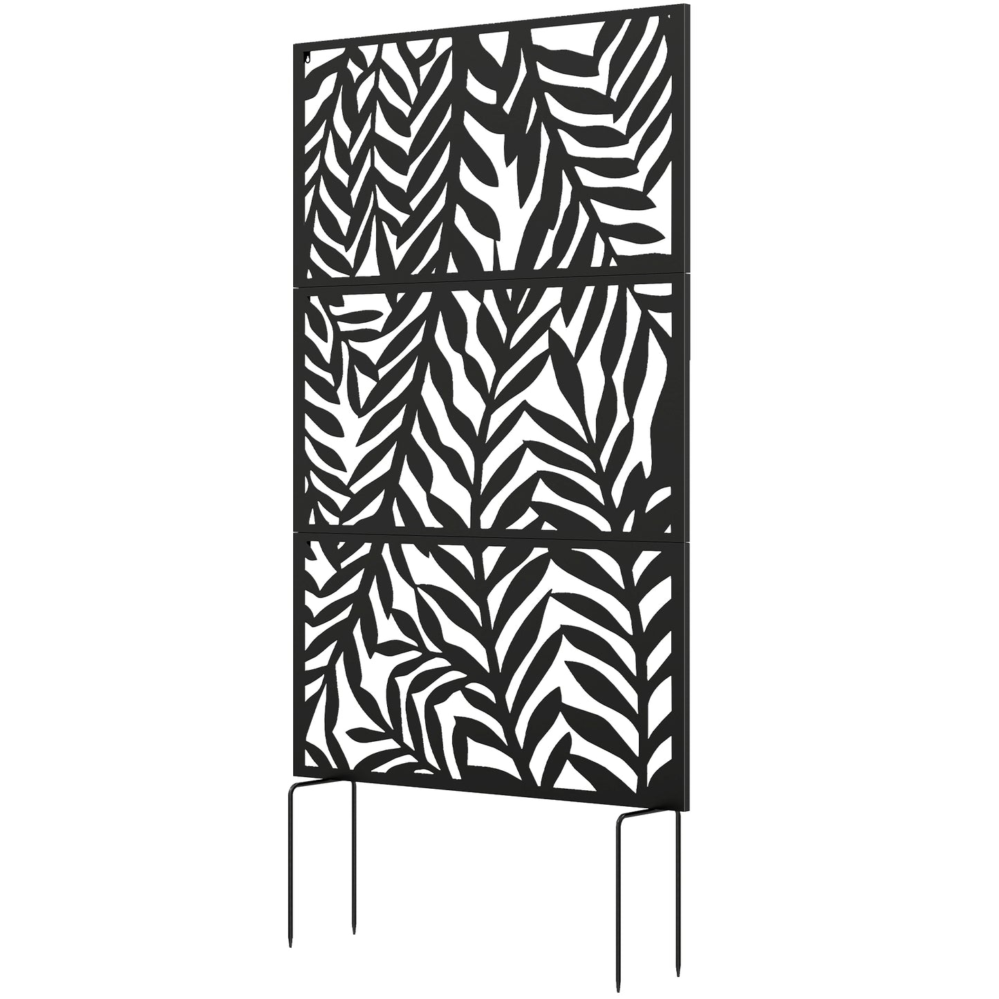 Outsunny 183x96cm Metal Outdoor Privacy Screen - Black