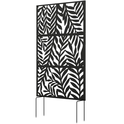 Outsunny 183x96cm Metal Outdoor Privacy Screen - Black