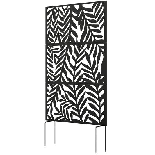 Outsunny 183x96cm Metal Outdoor Privacy Screen - Black