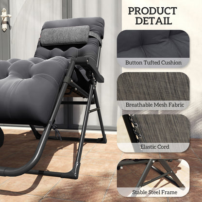 Chaise longue pliante rembourrée avec porte-gobelet