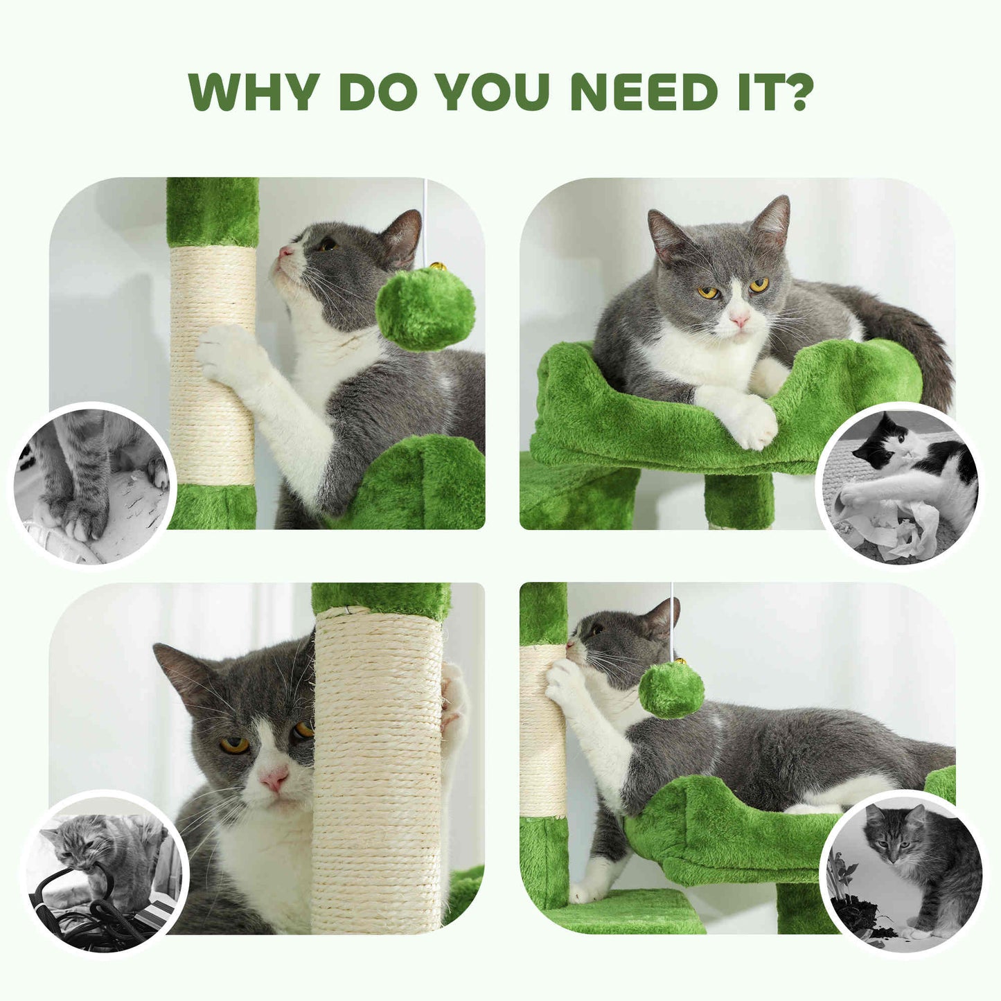 Arbre à chat multi-niveaux 177 cm avec condos et hamac