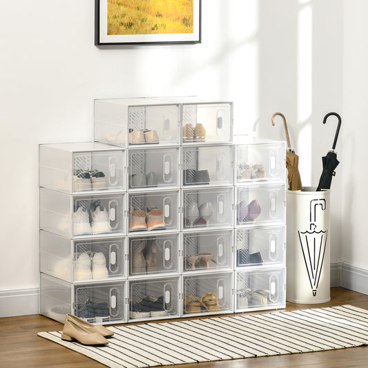 Boîtes à chaussures empilables transparentes — Lot de 18