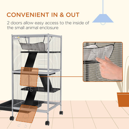 Cage à roulettes pour petits animaux 4 niveaux