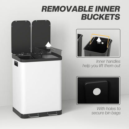 Poubelle de cuisine double à pédale 60 L