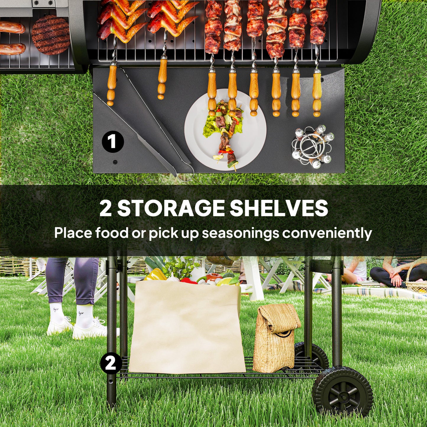 BBQ portable au charbon avec fumoir offset