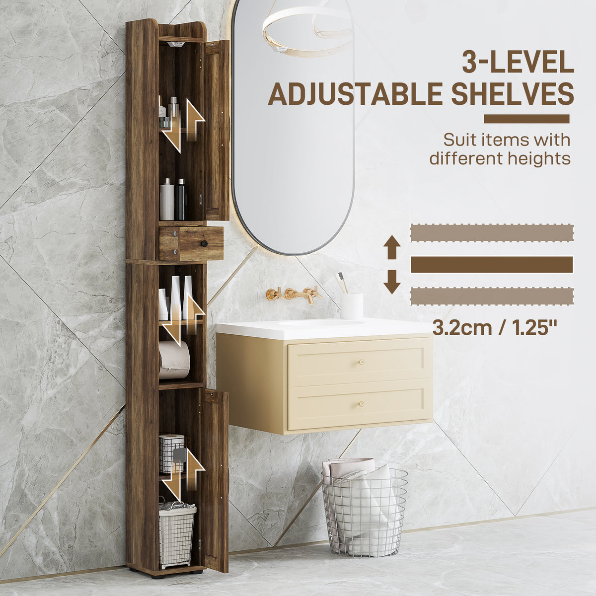Meuble de salle de bain étroit style champêtre