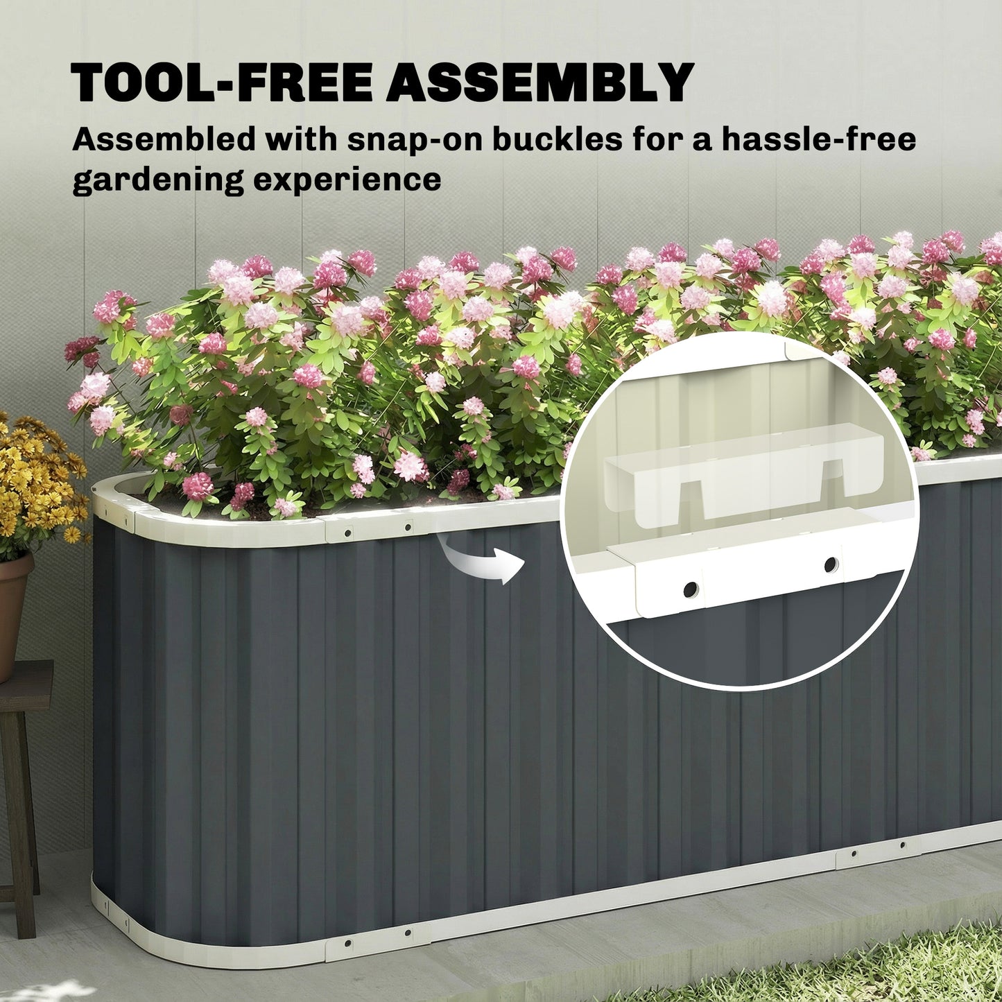 Outsunny 61cm Deep Raised Garden Bed - 220cm Galvanized Steel