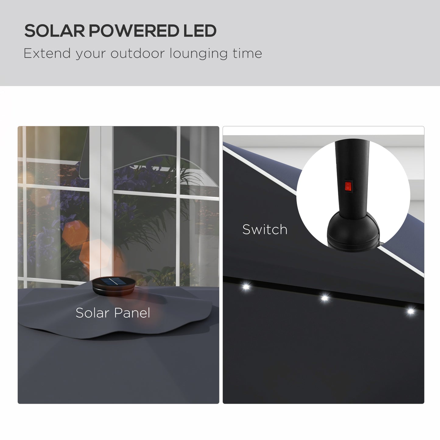 Parasol de patio solaire LED inclinable 10 x 10 pi