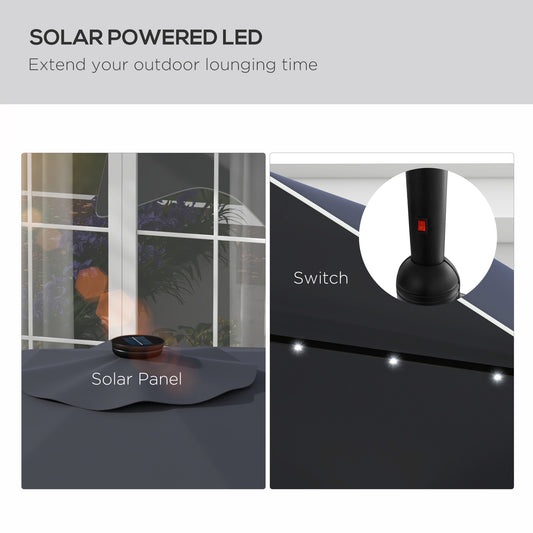 Parasol de patio solaire LED inclinable 10 x 10 pi
