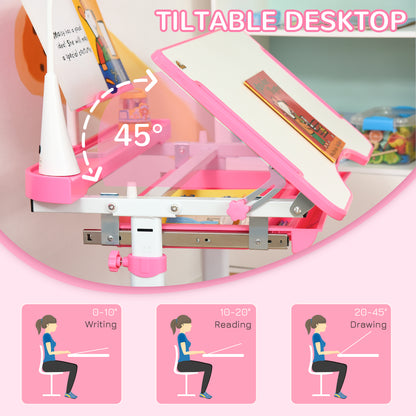 Bureau enfant ajustable avec chaise et lampe LED