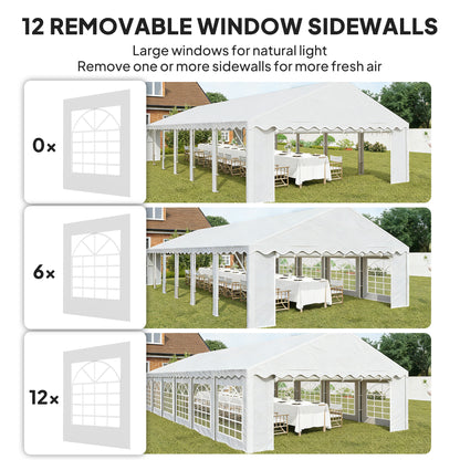 Tente de réception extérieure 6 x 12 m — 12 fenêtres