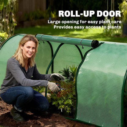 Outsunny 2m x 1m x 0.8m Tunnel Greenhouse - Portable with Zippered Doors