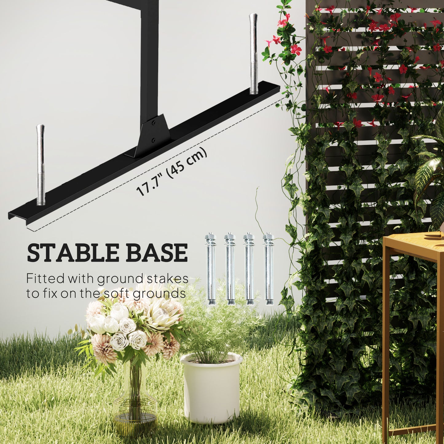 Outsunny Decorative Outdoor Screen - Black Metal Space Divider