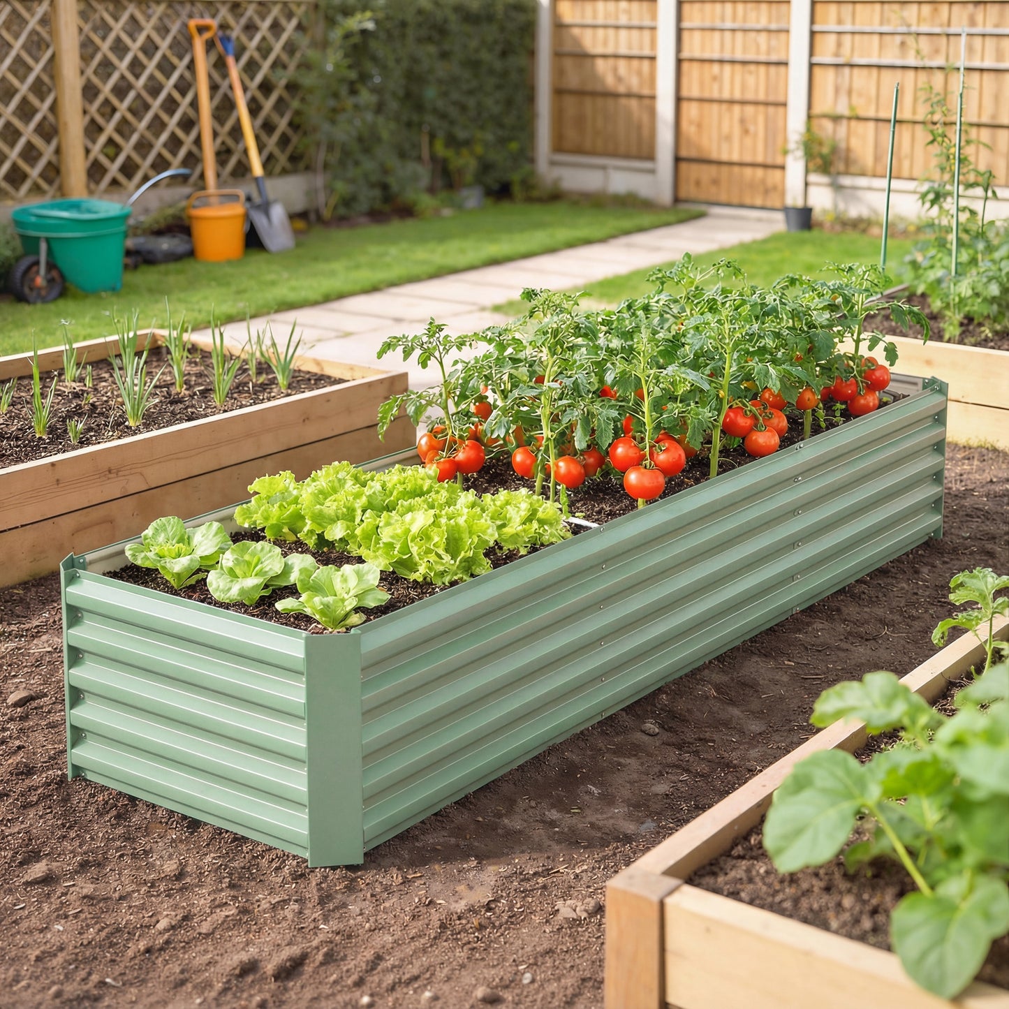 Bac de jardinage surélevé galvanisé 240 x 80 x 45 cm
