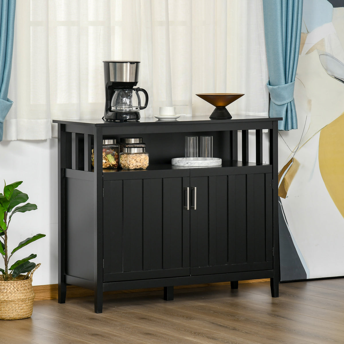 Buffet de cuisine console avec portes et tablettes réglables