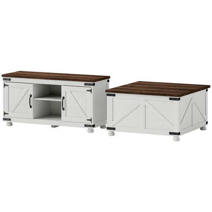 Ensemble meuble TV et table basse style champêtre — Lot de 2