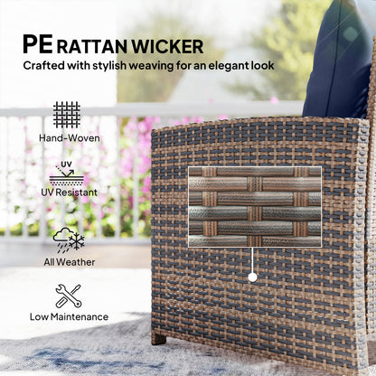 Outsunny 5-Piece Rattan Patio Set - Chairs + Ottomans + Glass Table