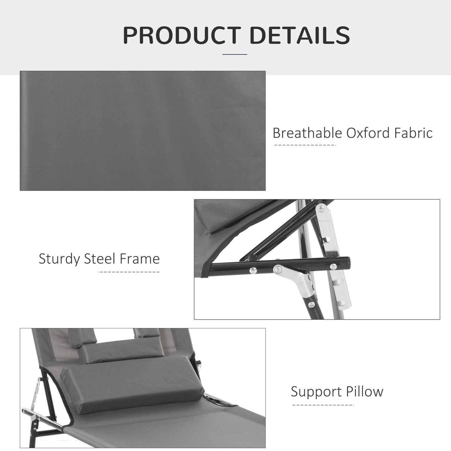 Chaise longue pliante avec trou visage ajustable