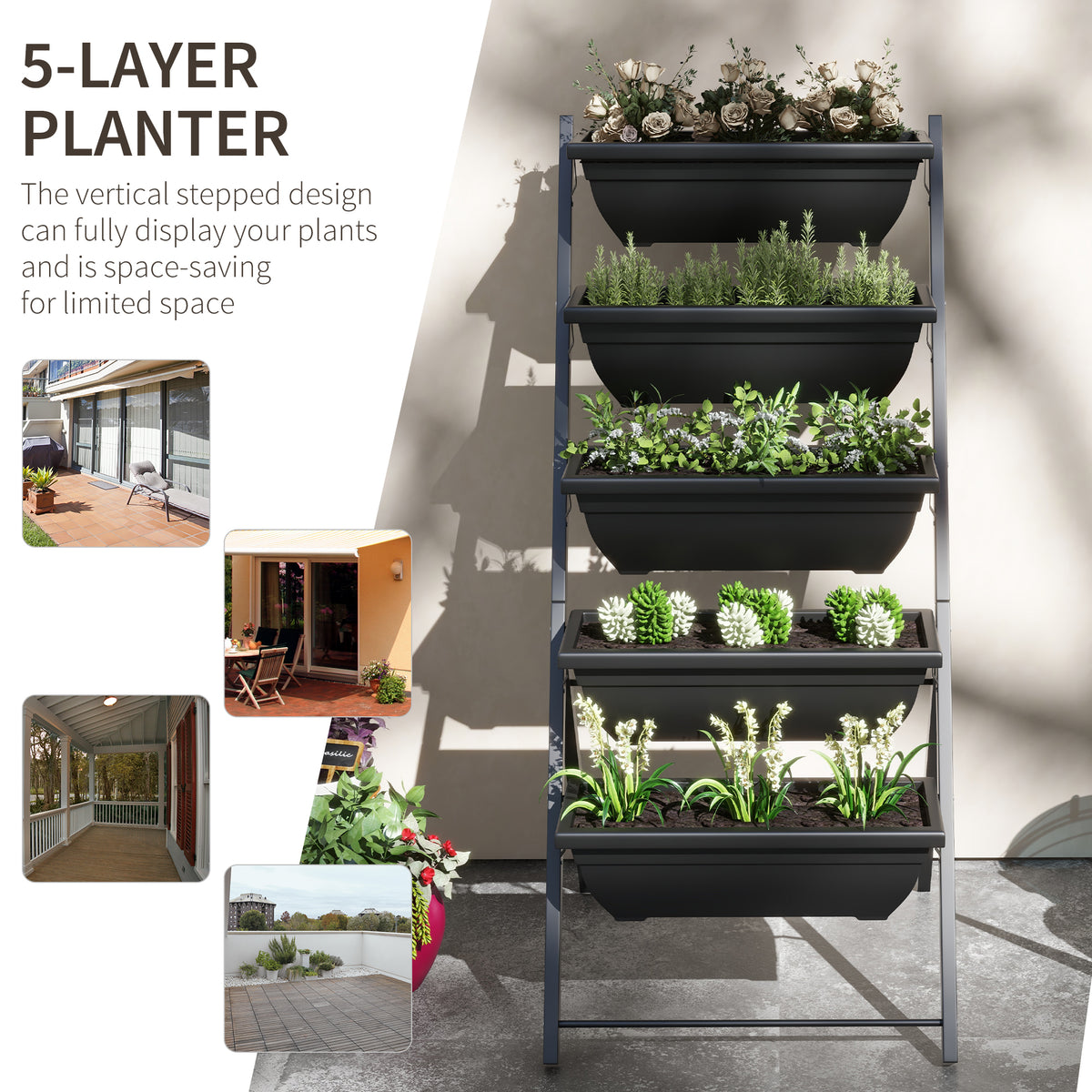 Jardinière 5 étages avec support — acier