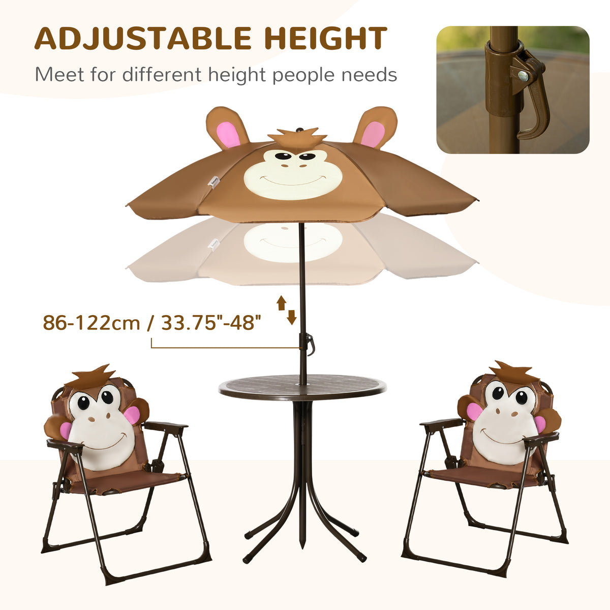 Ensemble table et chaises pour enfants avec parasol — Lot de 4
