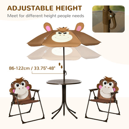 Ensemble table et chaises pour enfants avec parasol — Lot de 4
