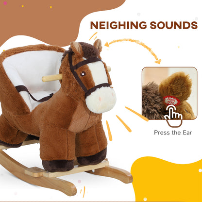 Cheval à bascule pour bébé en peluche avec son
