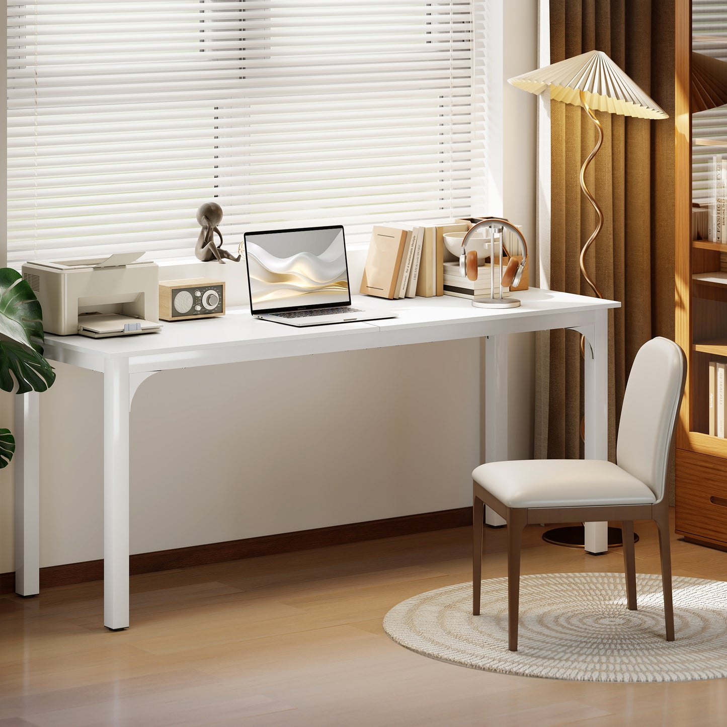 Bureau d'ordinateur industriel 180 cm surface grain de bois