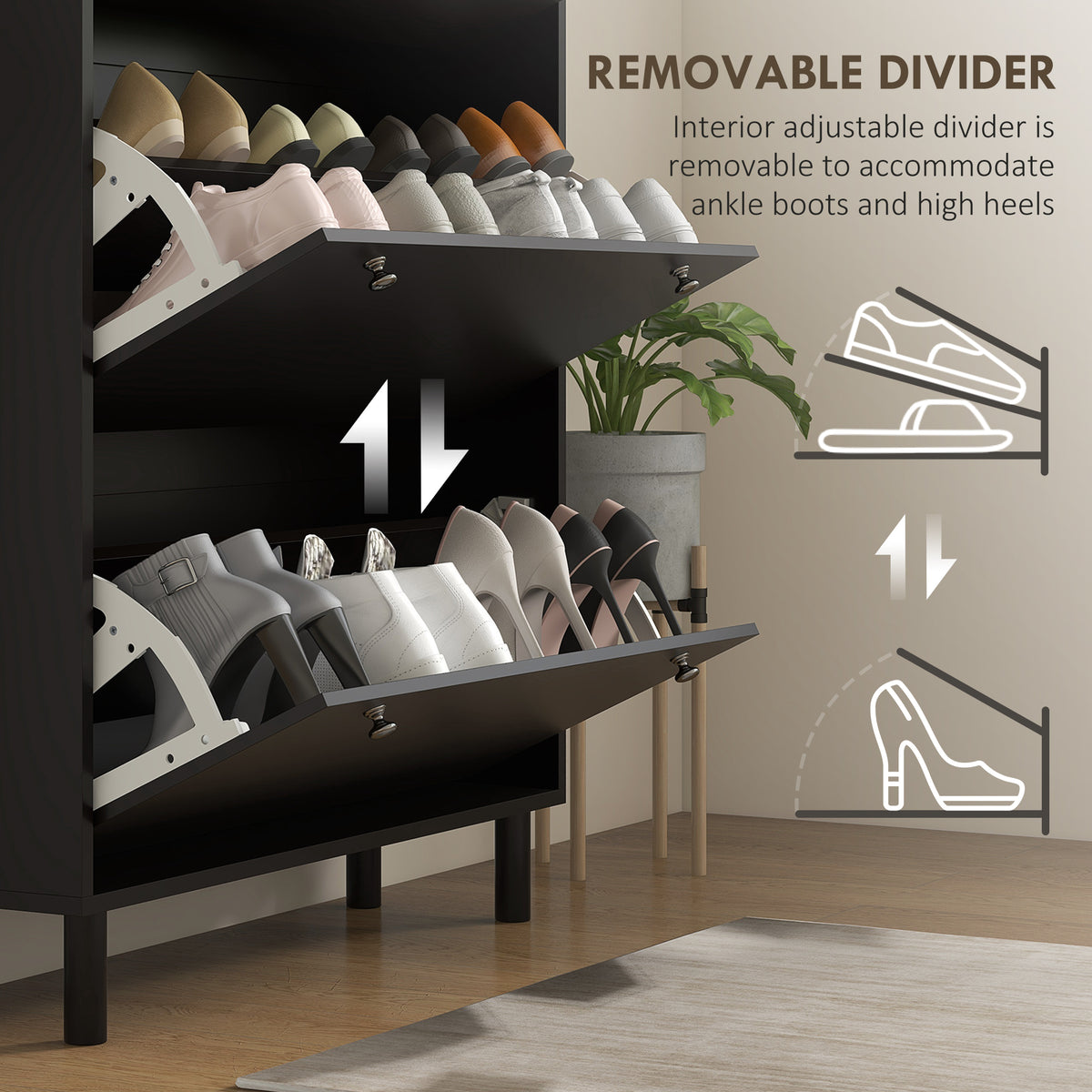 Armoire à chaussures 3 tiroirs rabattables 24 paires