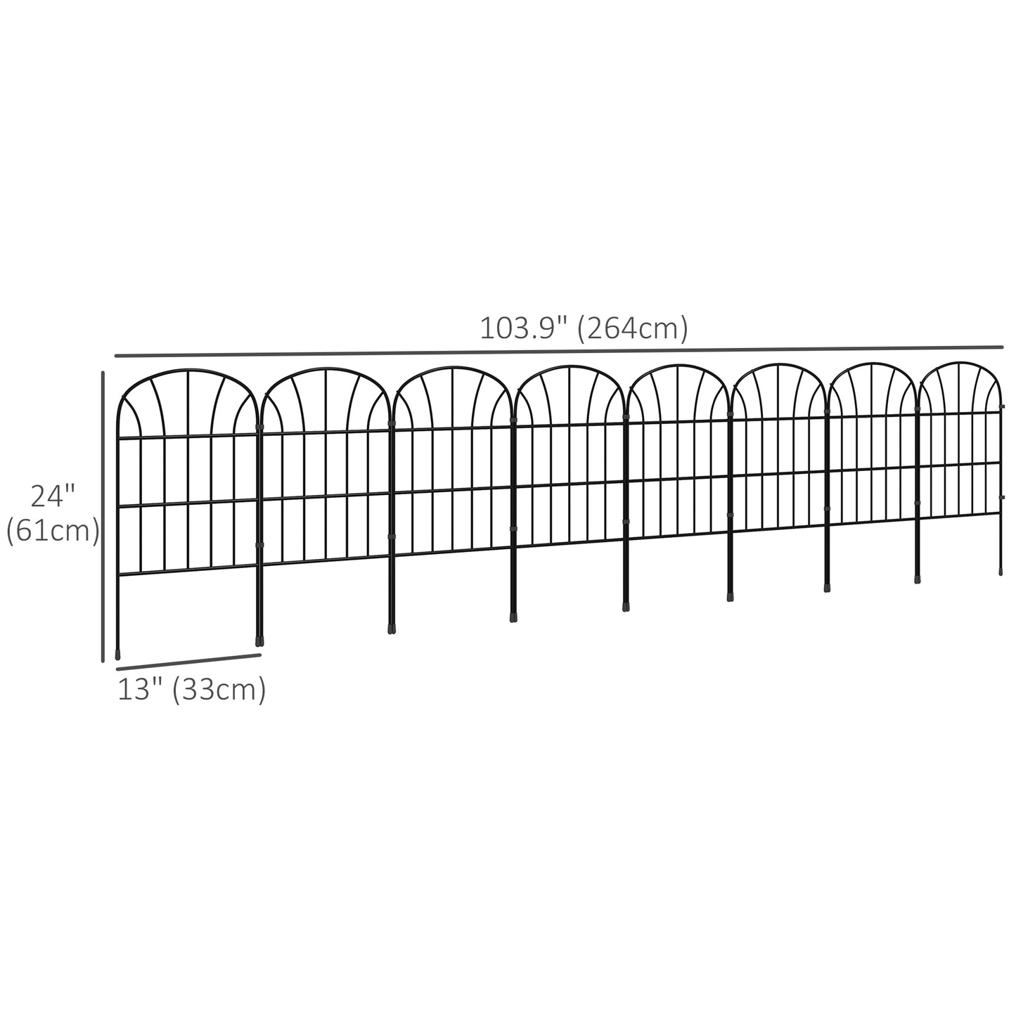 Clôture décorative de jardin 8 panneaux grille métal