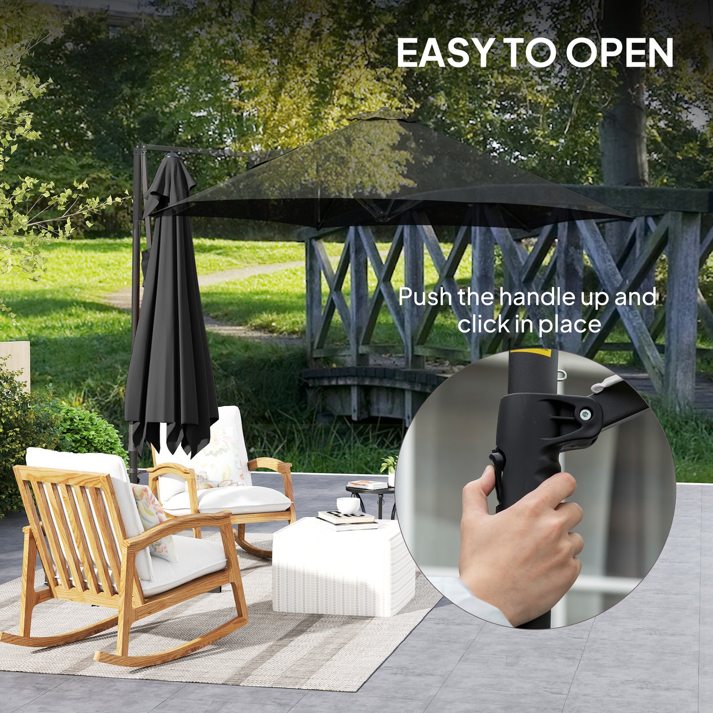 Parasol déporté cantilever 8,5 pieds avec base