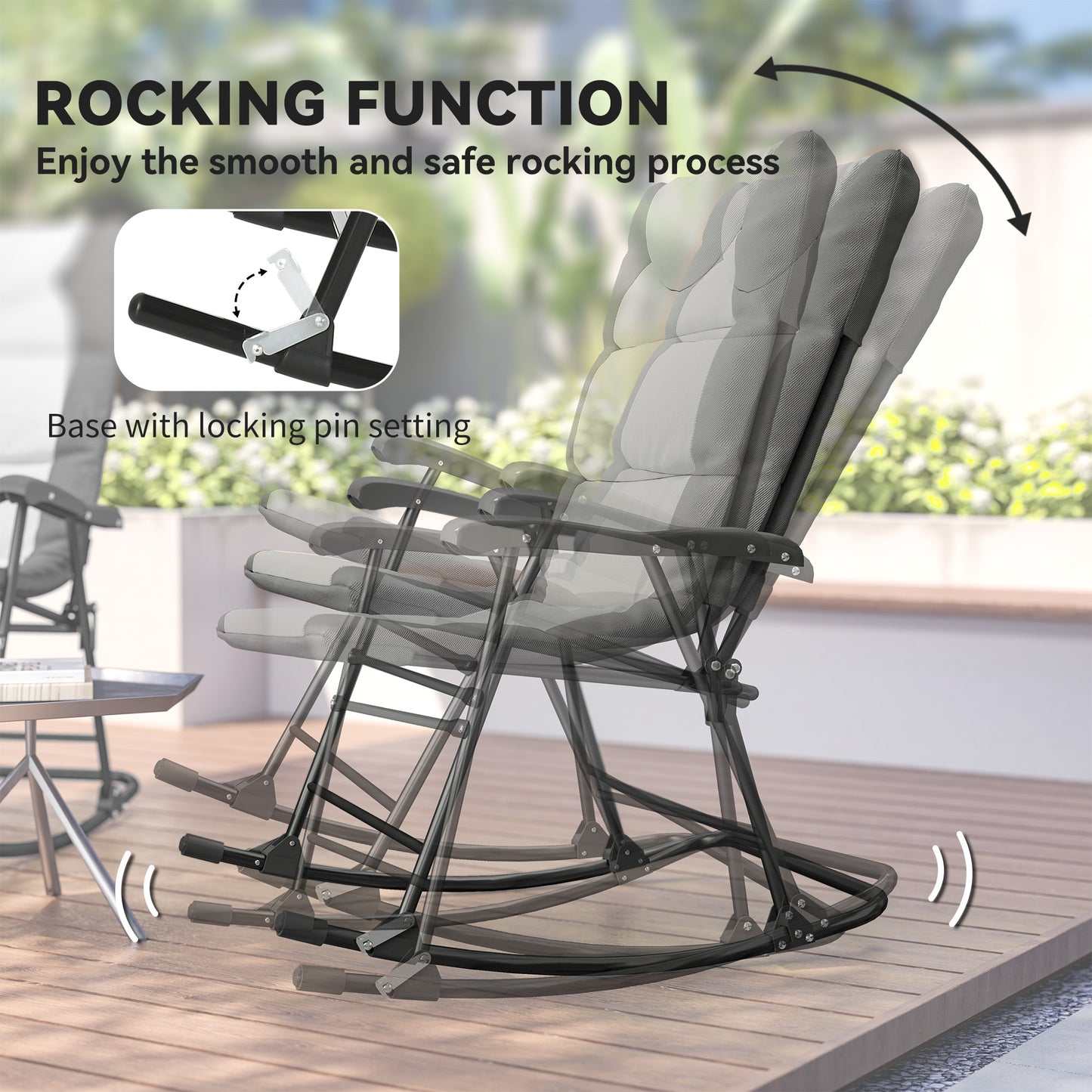 Ensemble chaise berçante pliable 3 pièces