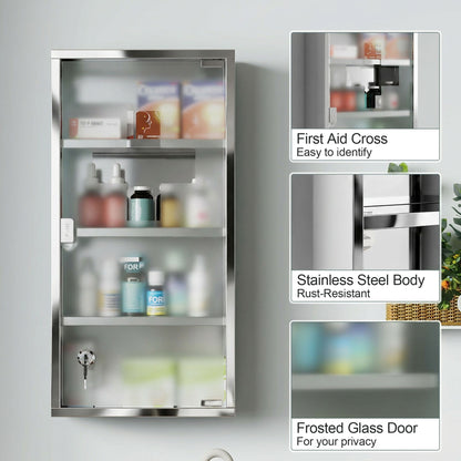 Armoire à pharmacie murale verrouillable en acier inoxydable