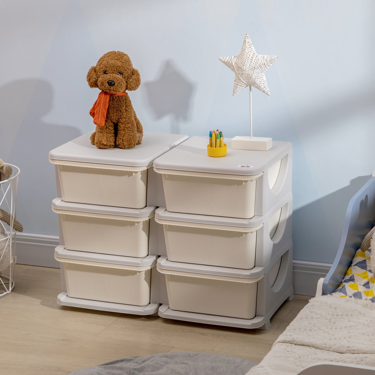 Organisateur jouets 3 niveaux 6 tiroirs plastique enfants