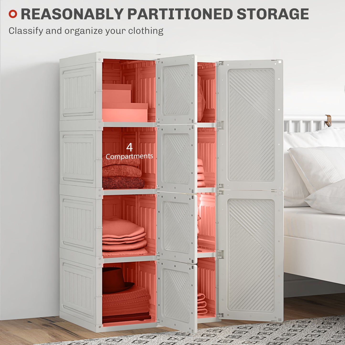 Armoire penderie pliable 5 compartiments