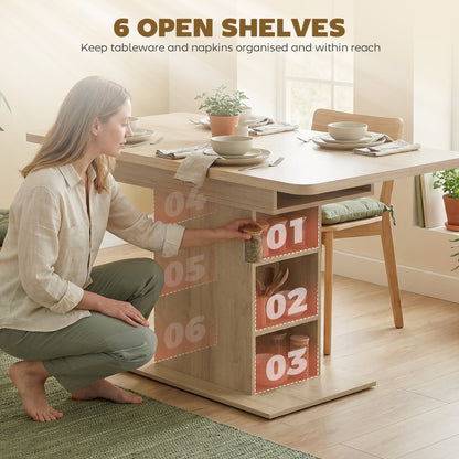 Table à manger extensible avec étagères intégrées
