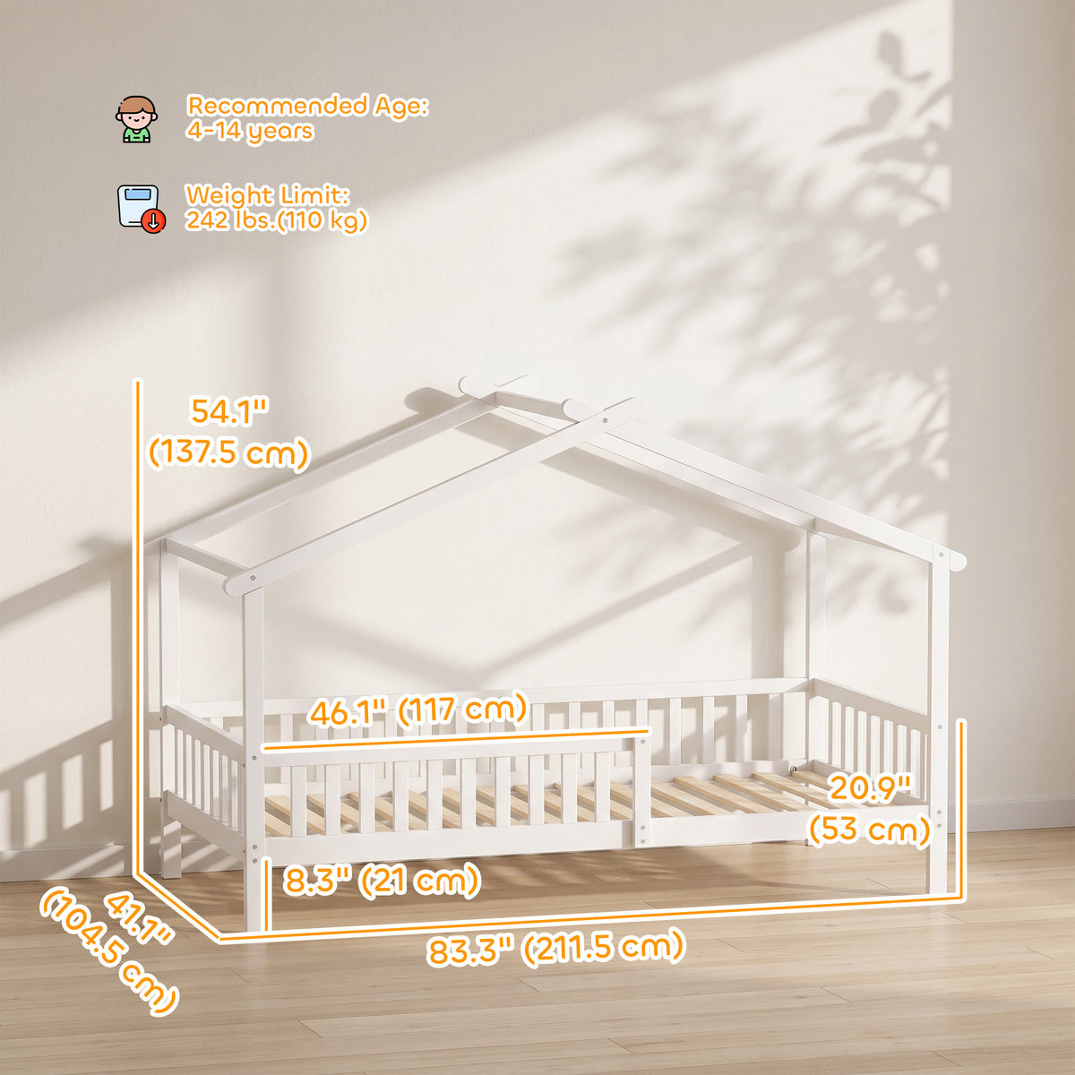 Lit enfant maison Montessori bois avec toit