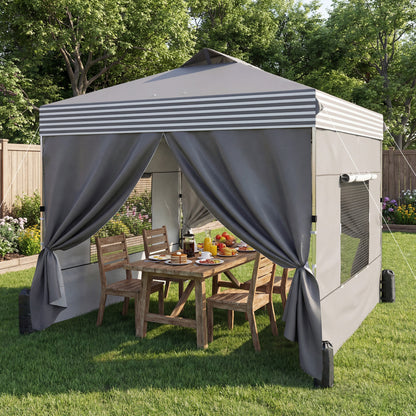 Tente de jardin escamotable UPF 50+ avec 4 parois