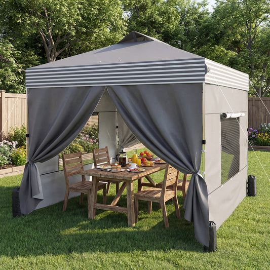 Tente de jardin escamotable UPF 50+ avec 4 parois