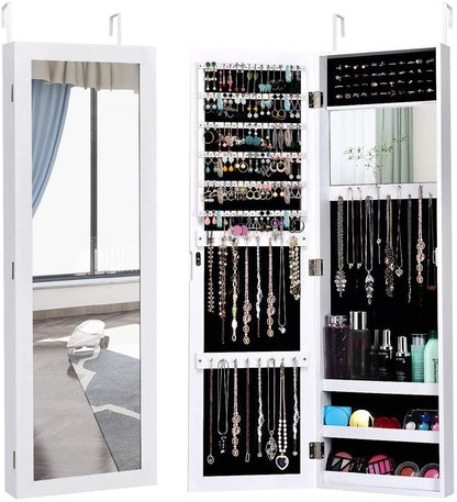 Armoire à bijoux à miroir pour mur ou porte