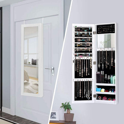 Armoire à bijoux à miroir pour mur ou porte