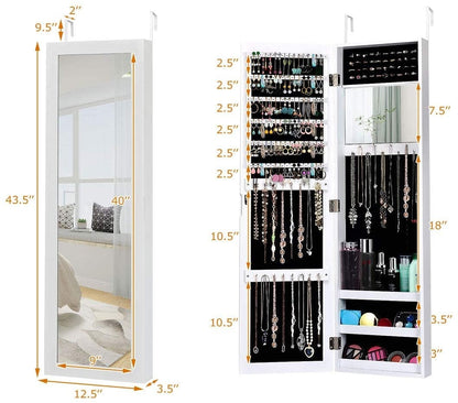 Armoire à bijoux à miroir pour mur ou porte
