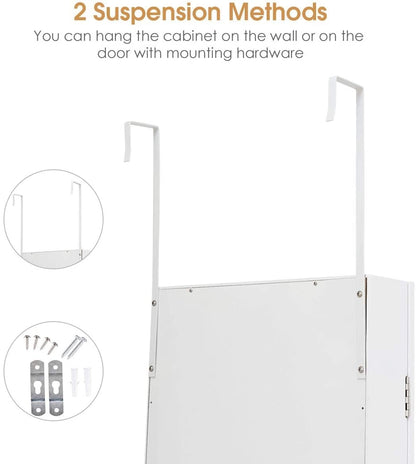 Armoire à bijoux à miroir pour mur ou porte